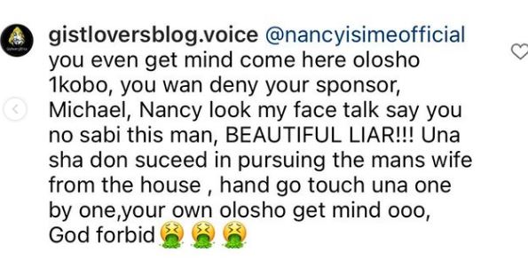 “I can’t deny him” – Nancy Isime makes a U-turn opens up on relationship with alleged married lover as ‘receipts’ are on the verge of being leaked