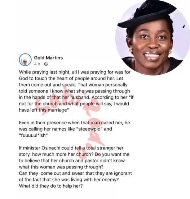 Minister Osinachi Nwachukwu’s husband called out for allegedly k!lling Her as Friends share shocking details about her death