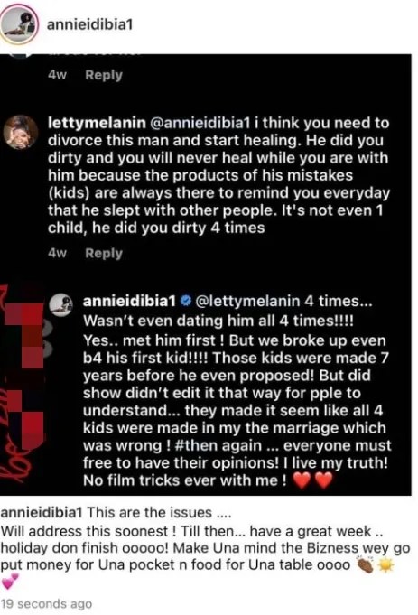 “I met him first”-Annie Idibia Slams fan who advised her to divorce 2Face so she can heal