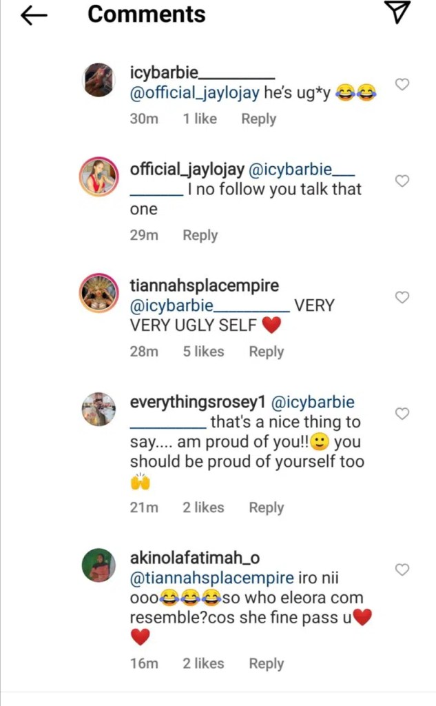 ‘Yes! He’s very ugly’ -Toyin Lawani replies trolls requesting to see her husband’s face as he kneels to feed her