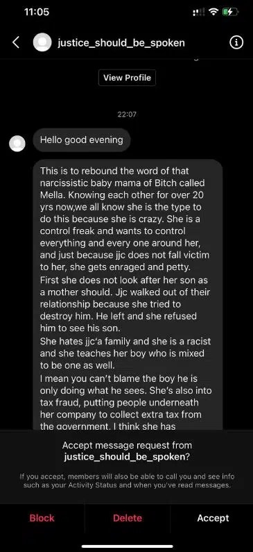 “She has b!polar d!sorder” – JJC’s baby mama, Mella’s dirty linens washed in public in a leaked chat [Screenshots]