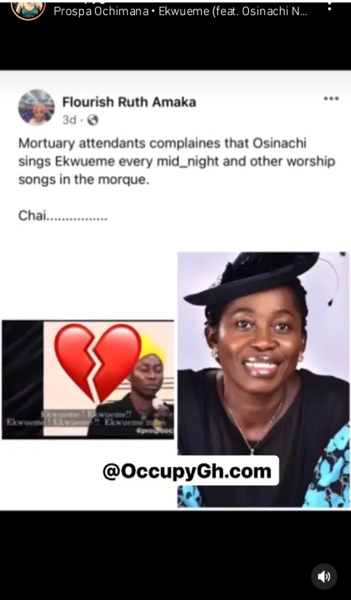 Mortuary Attendants Cries Out, Reveals How Osinachi Nwachukwu’s Ghost Sings ‘Ekwueme’ At Nights