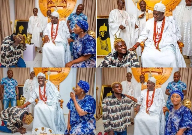 Fast Rising Music Star Portable, Visits Ooni of Ife in His Palace, Leaves With Cash Gift [Photos]