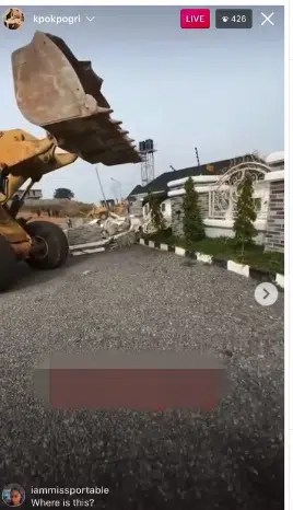 “You mess with grace, serves you right” – Tonto Dikeh rejoices as Kpokpogri’s house gets demolished