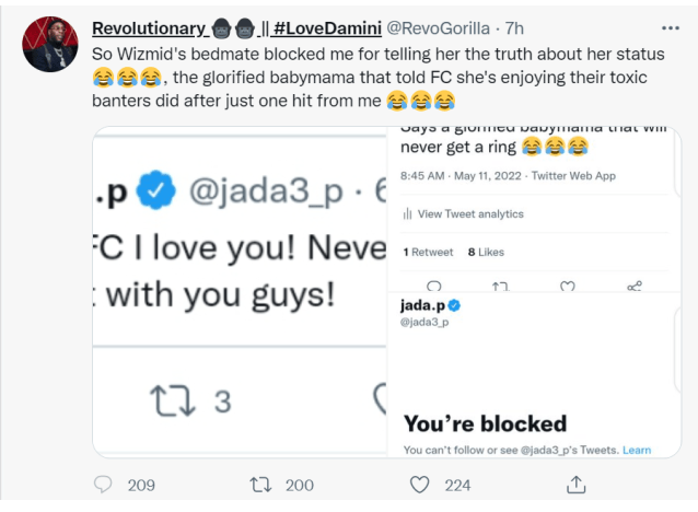 Wizkid’s Manager, Jada P ‘Blocks’ Troll Who Called Her A “Glorified Babymama” Who Would Never Get A Ring