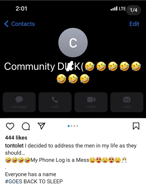 Tonto Dikeh Shows Interesting Names She Used To Save Her Male Contact Numbers On Her Phone
