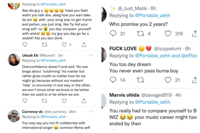 Reactions Trails as Portable Says He Will Be Bigger Than Wizkid Soon