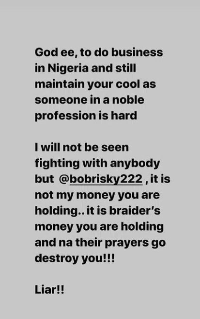 Bobrisky dragged through the mud for unpaid debt and stolen hairs, days after unveiling his N400m house [Screenshots]