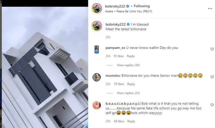 “Meet the latest billionaire”- Bobrisky brags as he unveils the full surface of his Lagos mansion