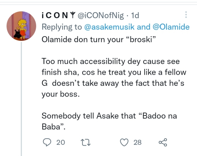 “Show some respect Olamide nah your boss”– Fans Drag Asake Over ‘Disrespectful’ Comment About Olamide