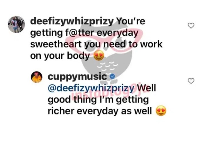 “The reply went to Harvard” – Fans react as DJ Cuppy replies troll who said she’s getting fatter
