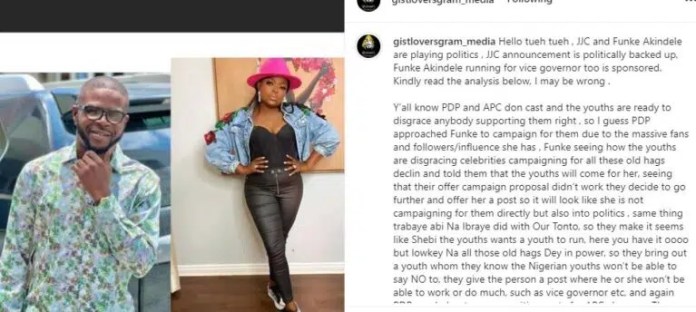 How APC reportedly paid off JJC Skillz to tannish Funke Akindele’s reported political ambition