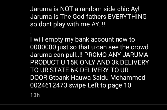 “I will make sure he does give you the N350M”- Jaruma warns AY over on-stage joke about her nakedness at sugar daddy’s house