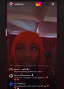 “She Was Referring To Tasha Cobbs”- Reactions as Tacha reveals Nicki Minaj professed love for her On IG live [Video]