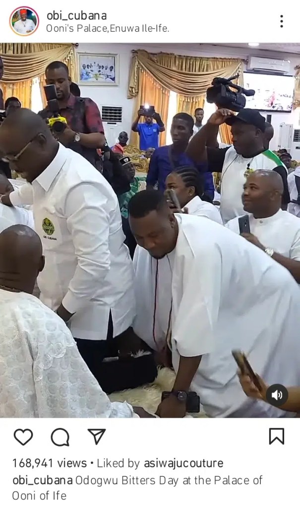 Odogwu Bitters Day: Portable Obi Cubana, Brodashaggi, storms the palace of the Ooni of Ife [Photos and Video]