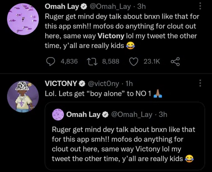BNXN vs. Ruger: Victony reacts after being described as a ‘kid’ by Omah Lay
