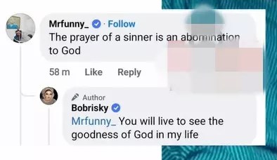 “Your prayer is an abomination to God”– Skit maker Sabinus trolls Bobrisky yet again