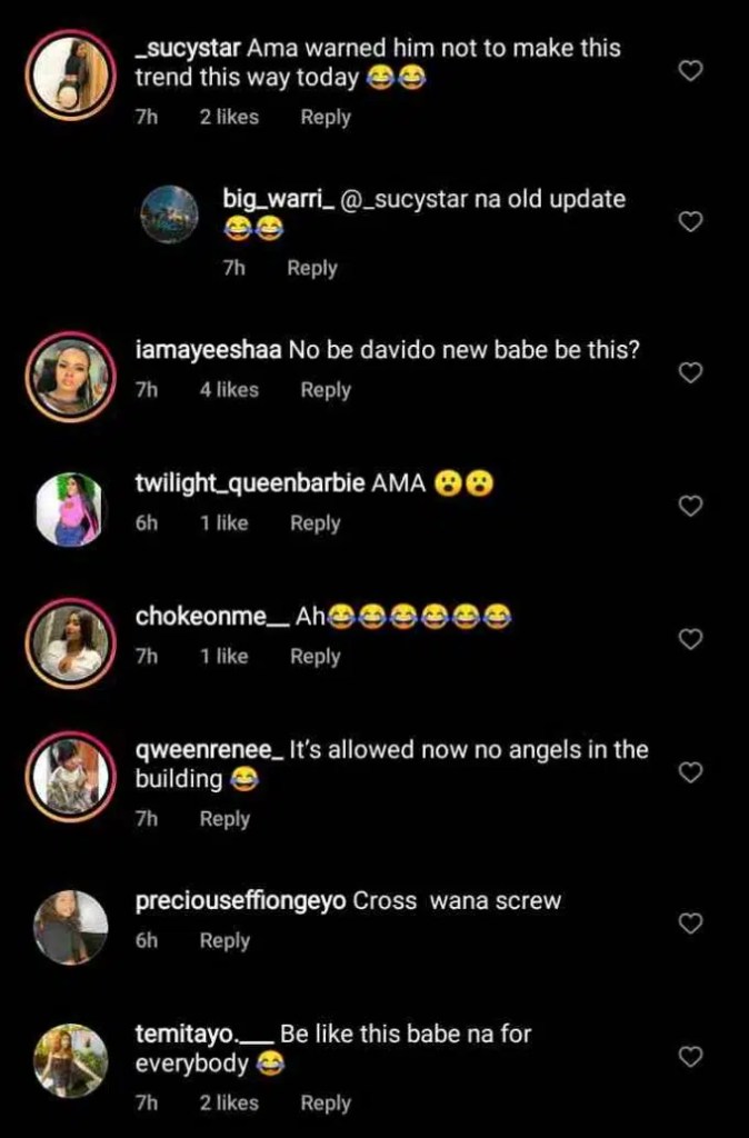 “Be like this babe na for everybody” – Reactions to a sultry video of Davido’s alleged girlfriend, Ama Reginald with Cross