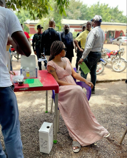 Regina Daniels shares photos showing her taking the Covid-19 vaccine