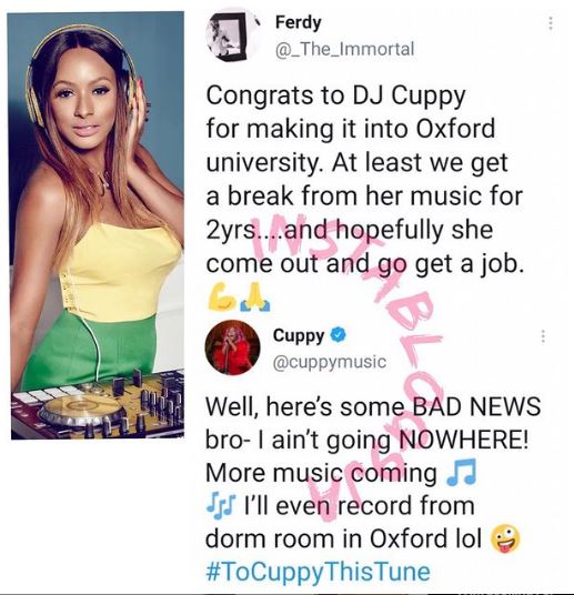 ‘I ain’t going nowhere,’ DJ Cuppy replies, man who can’t wait to get a break from her music