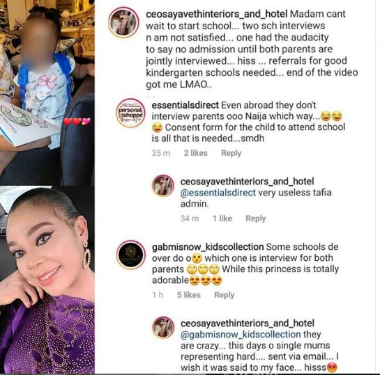 Mc Oluomo’s side chick Ehi Ogbebor blows hot after a school requested both parents’ presence before her daughter is offered admission