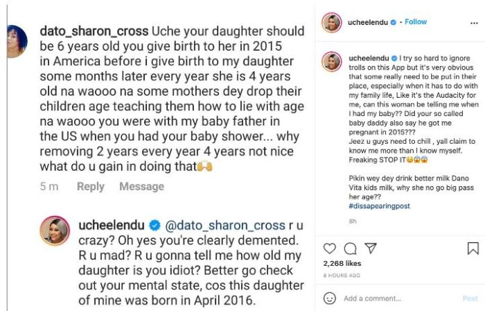 Actress Uche Elendu in a serious battle with a troll who claimed she is lying about her child’s age