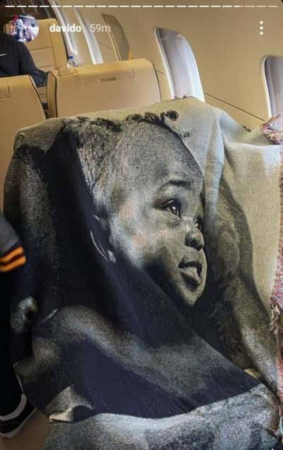 Davido shows off blanket customized with his son's face