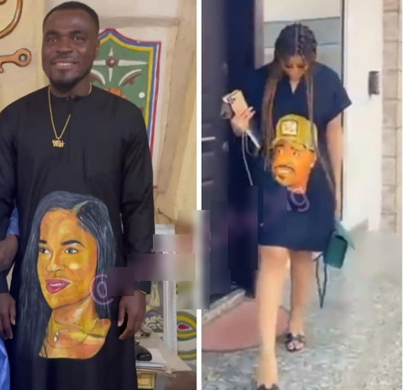 Footballer, Emenike and wife, Iheoma dragged to a stupor for drawing each other’s face on their outfit