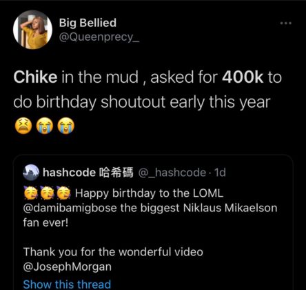 Twitter Reacts Over Chike's Alleged Birthday Shoutout Fee