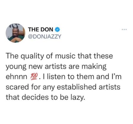 Don Jazzy Scared For Any Established Artiste That Decides To Be Lazy