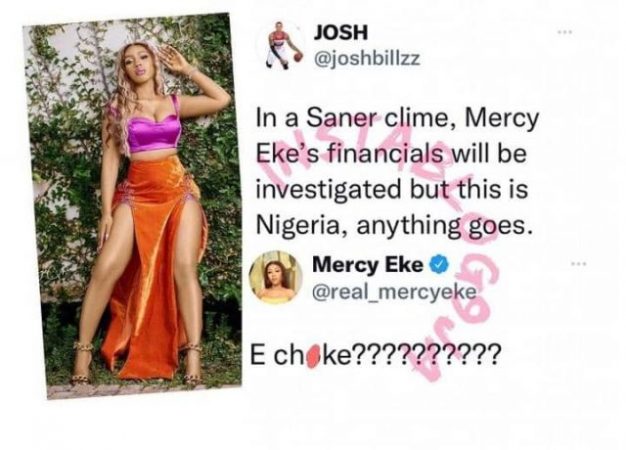 Mercy Eke Scorns Troll Who Wants Her Income Investigated