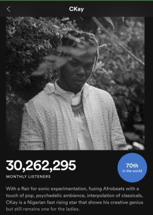 CKay Hits 30 Million Monthly Listeners on Spotify Details NotjustOK