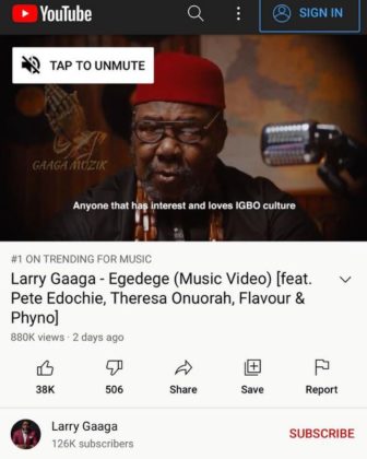 Laary Gaaga Edegede Becomes No. 1 Trending Video on YouTube NotjustOK