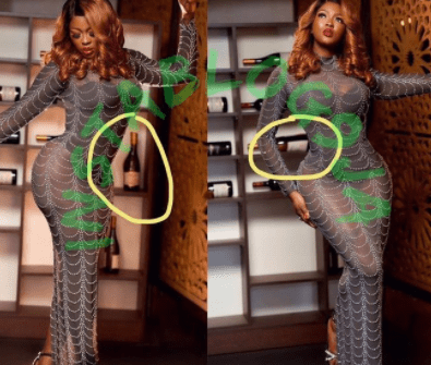 BBNaija’s Ka3na Caught In “Photoshop Fail” As Wine Bottles Bend With Her Curves