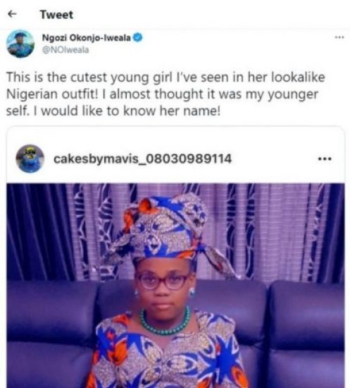 “I Thought It Was My Younger Self”-Okonjo-Iweala Reacts After Seeing Little Girl Dressed As Her