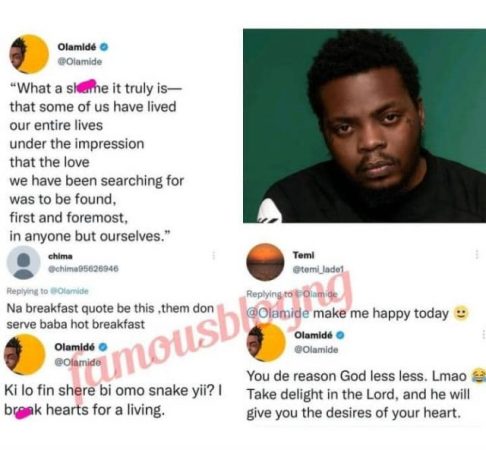 I Break Hearts For A Living – Olamide slams Troll Who Mocked Him for Chopping Breakfast over a Post
