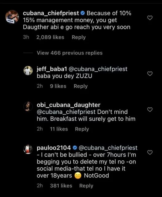 Paul Okoye Reacts To Cubana Chief Priest Saying “That His Daughter Will Experience Same Like His Sister”