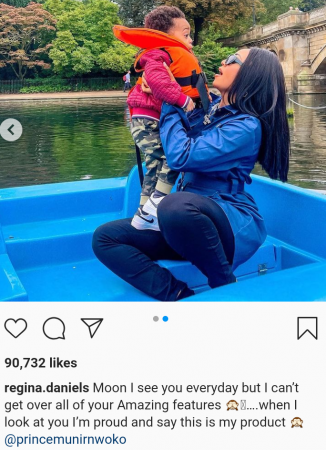 “This Is My Product” – Regina Daniels Shares Lovable Photos Of Son