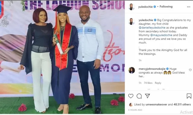Yul Edochie Celebrates Daughter As Graduates From Secondary School