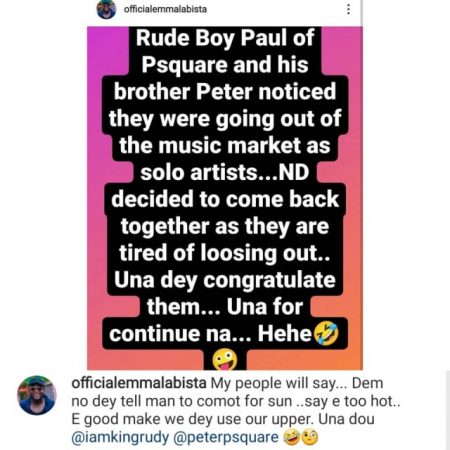 They noticed they were going out of the music market as solo artists – Emmanuel Ehumadu weighs in on Peter and Paul Okoye reconciliation