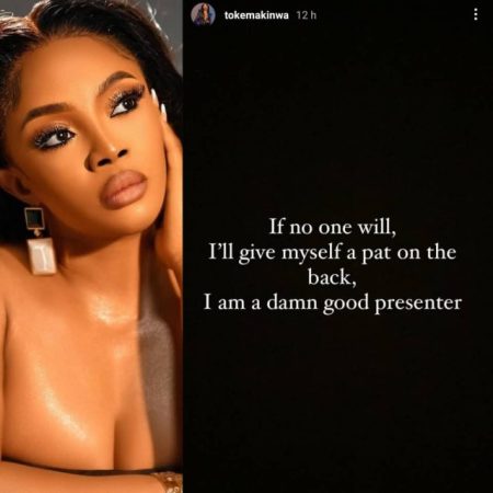If No One Will, I Will Give Myself A Pat on the Back – Toke Makinwa Lauds Self as a ”Damn Good Presenter”