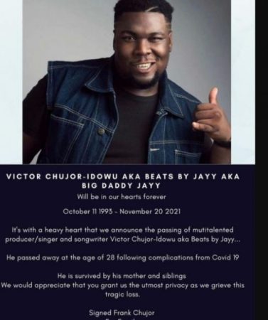 Nigerian Music Producer, Big Daddy Jayy, Dies From COVID-19 Complications