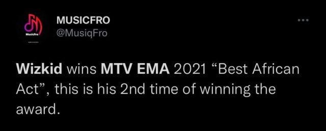 "No One Comes Close" - See Reactions to Wizkid's #MTVEMA Awards Win