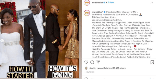 “I’m Sorry for All I’ve Caused You” – Annie Idibia Apologizes to Tuface, Family and Friends as She Marks 37th Birthday