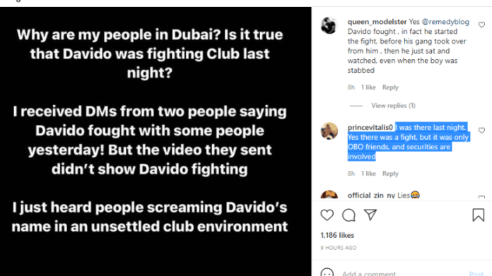 “Boy got Stabbed after Davido crew Started Fight in Dubai” – Eye Witness Narrates Incident