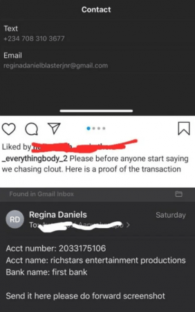 Another Brand Calls out Regina Daniels, Posts Her Phone Number and Email Address amid Clash with Jaruma