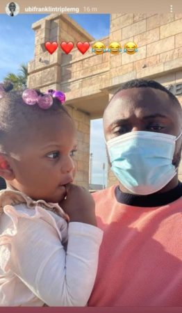 “We Will Be Obsessed Forever”- Ubi Franklin Taunts Sandra Iheuwa After Called Him Out, Shares More Photos With Daughter
