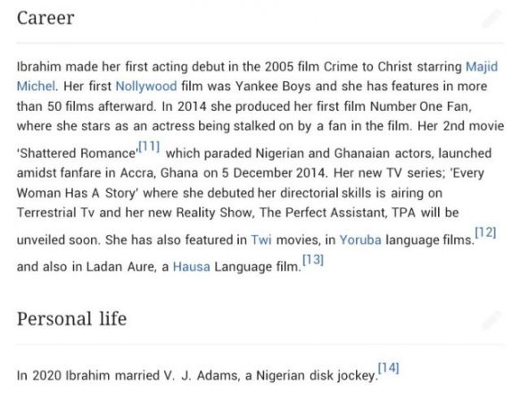 “I’m Not Married to Nigerian Presenter VJ Adams” – Juliet Ibrahim Cries Out After Someone Edited Her Wikipedia Page