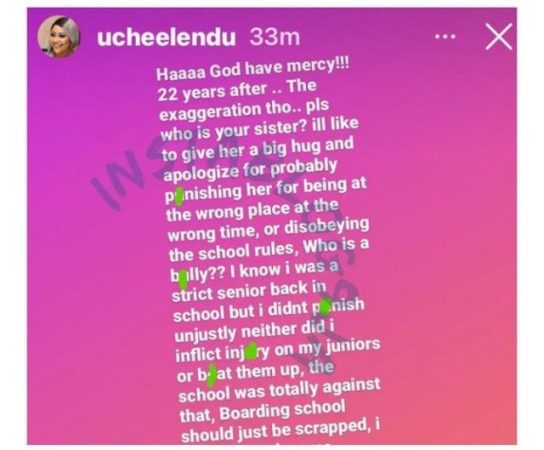 Uche Elendu Offers to Apologize to Lady Who dragged her for Bullying Her Sister