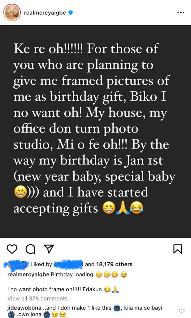 Mercy Aigbe Makes Birthday Gift List ‘Announces’ Gift She Doesn’t Want Ahead Of Her Upcoming Birthday